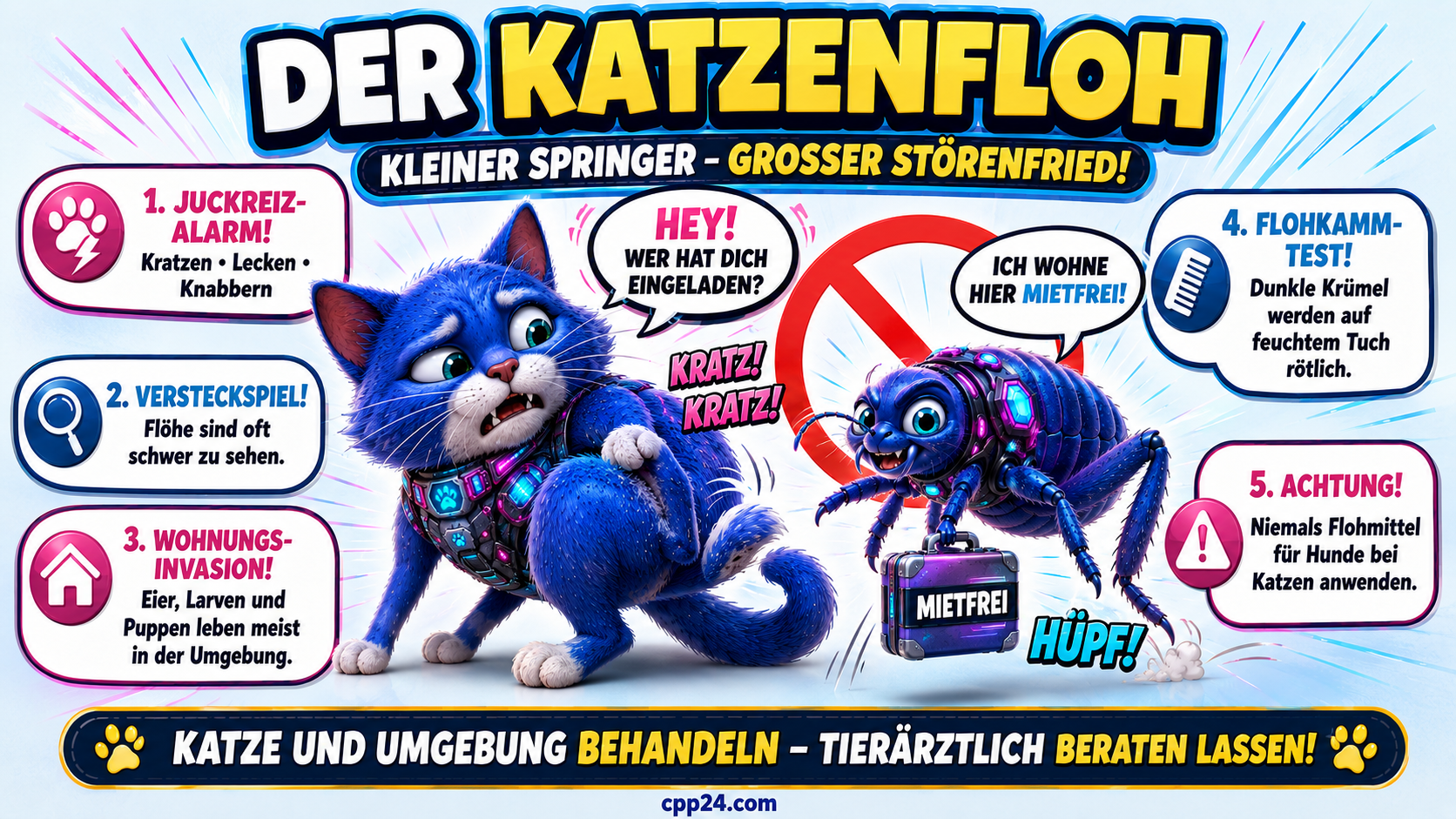 cpp24.com, Der Katzenfloh (Ctenocephalides felis) – winziger Springer, großer Störenfried, cpp24